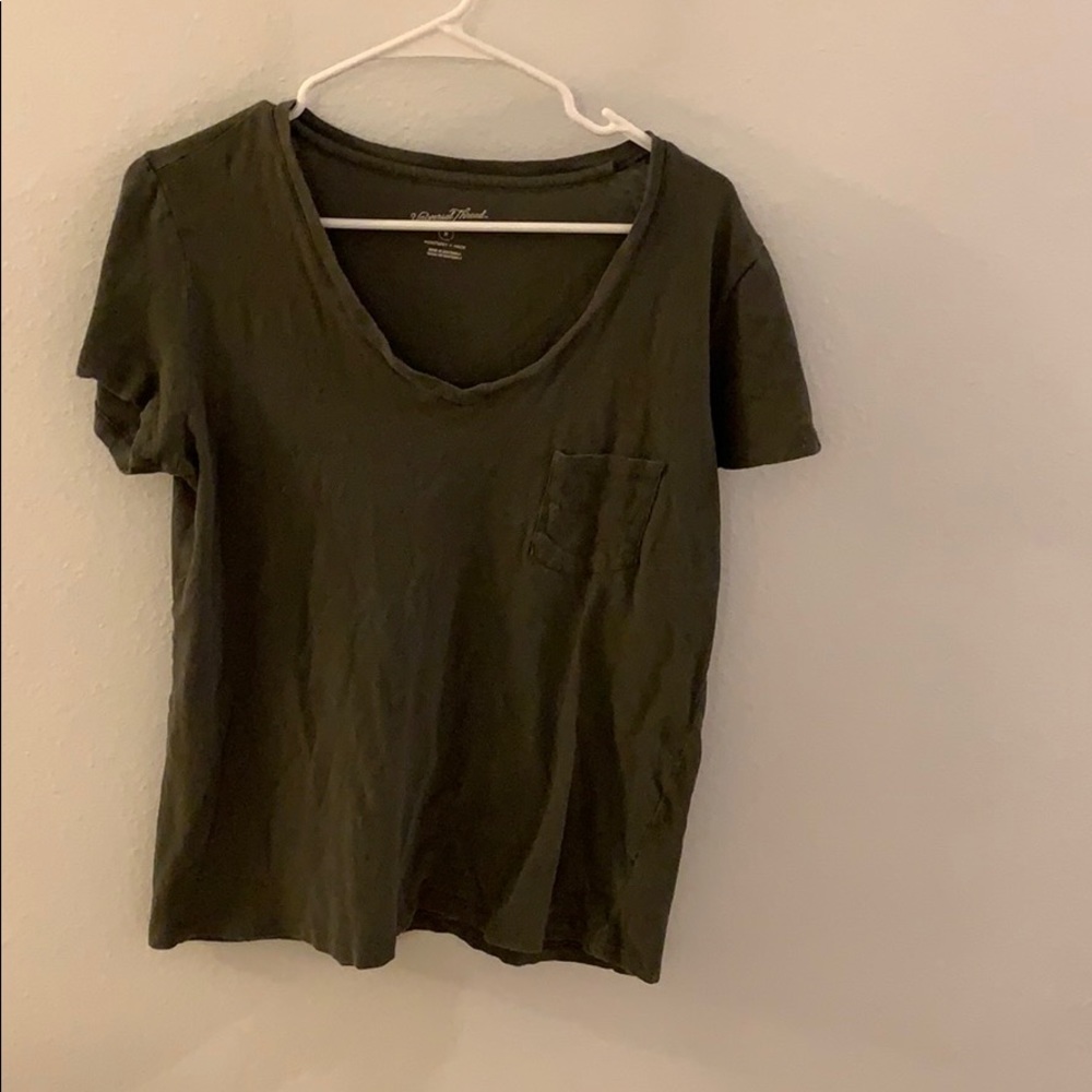 Olive green v neck tee
